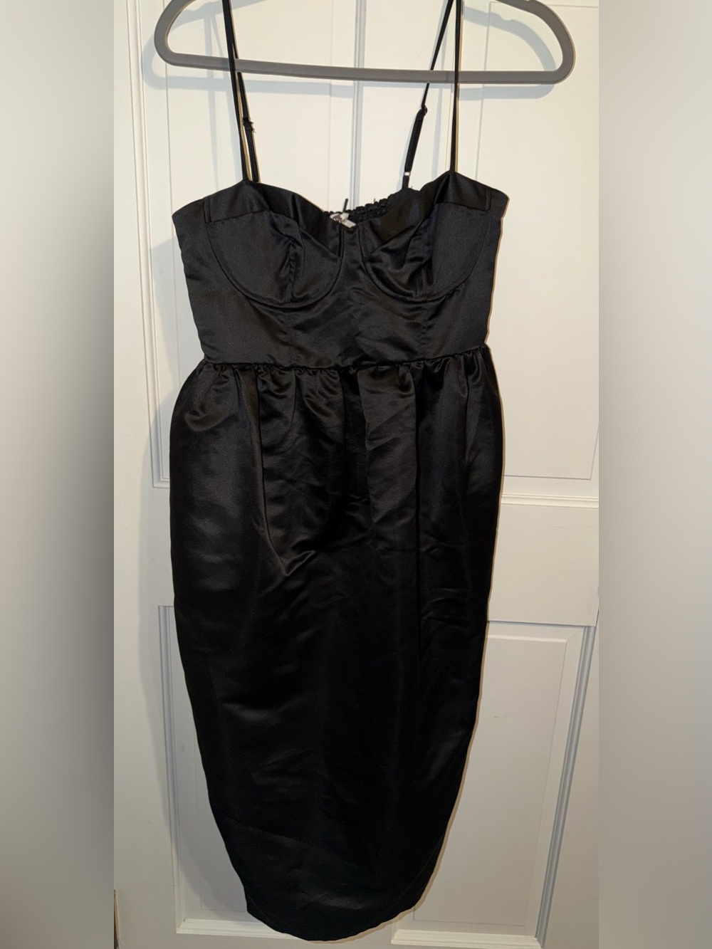 Classic Black Strapless Satin Sheath Dress
